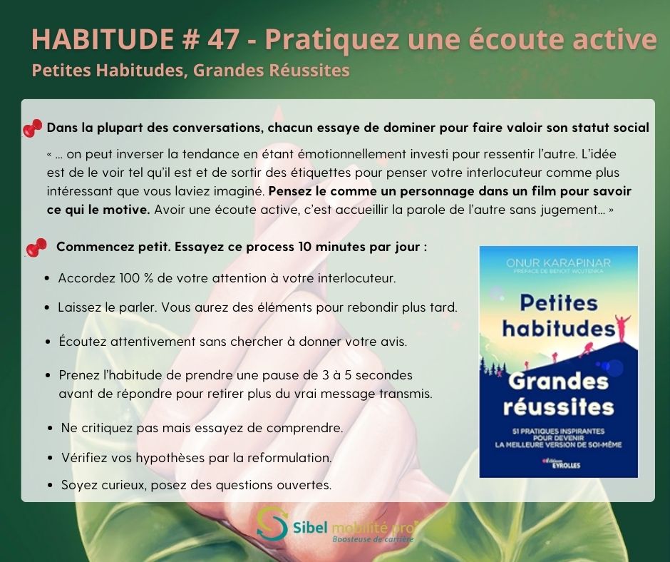 ECOUTE ACTIVE HABITUDE 47 POUR CHANGER SON MINDSET